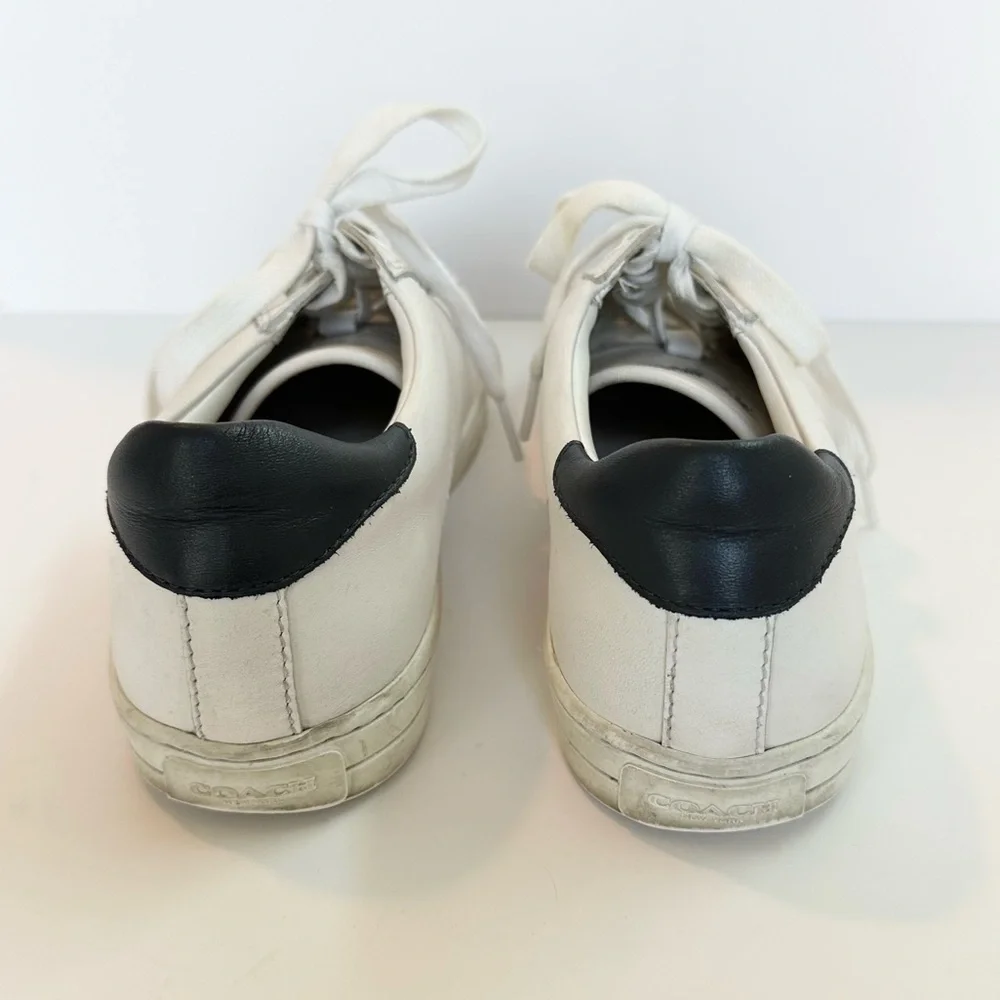 Coach Porter Lace Up Sneakers in White & Navy